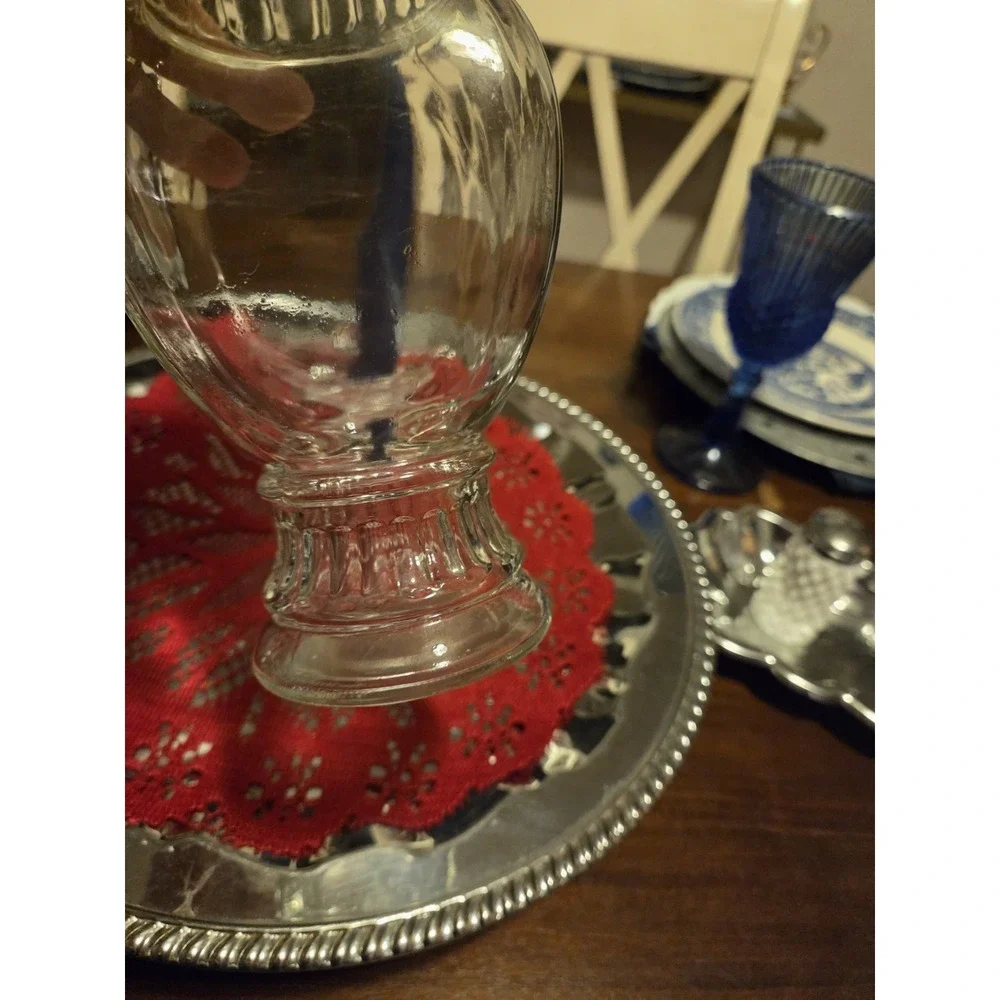 vintage clear glass apothecary jar, Great Decorative Cottagecore Granny Core